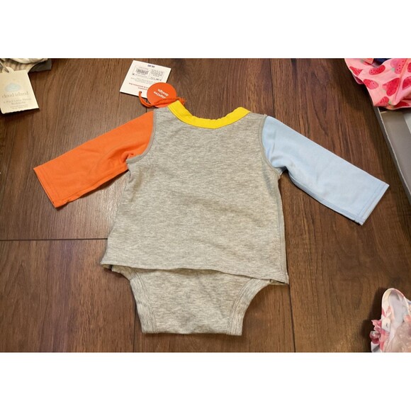 gender neutral dinosaur one piece adaptive clothing orange blue 0-3 months NWT - Picture 5 of 6